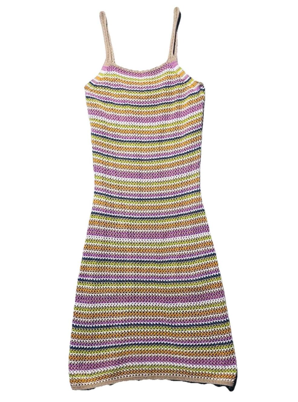 Olive + Oak Womens Crochet Knit Colorful Lined Dress S. Boho Bodycon